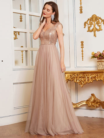 Stunning High Waist Tulle & Sequin Sleevless Dress