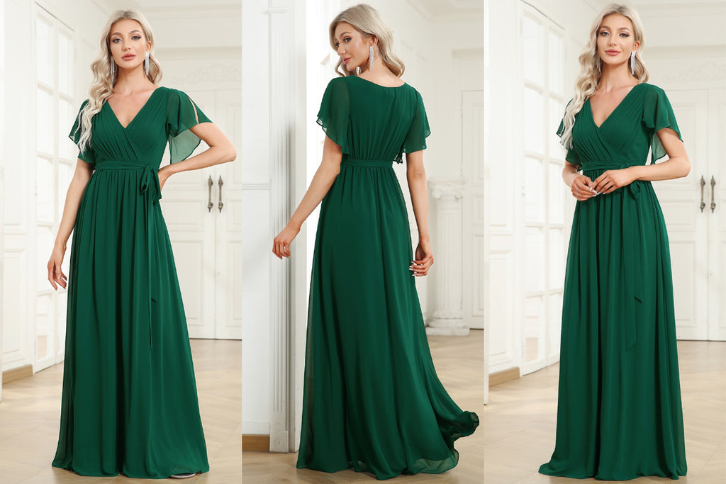 A-line emerald green bridesmaid dress