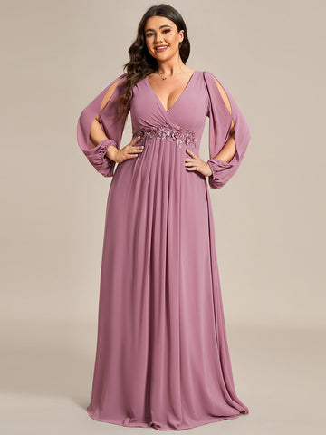 Long Lantern Split Sleeve Dress in Purple Orchid