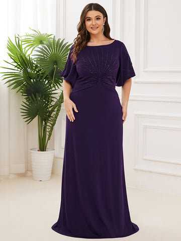 Sequin Embellished Long Dress in Dark Purple