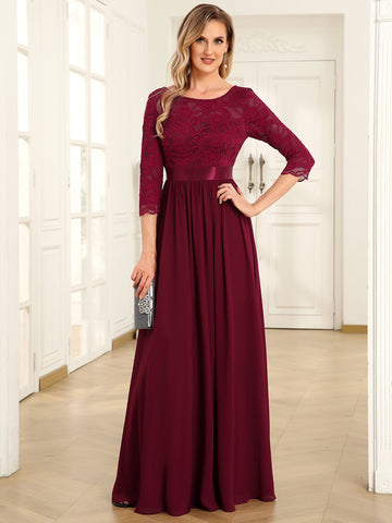 Long Sleeve Lace Gown