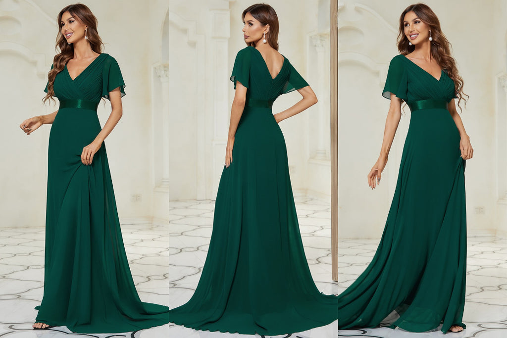 long emerald green bridesmaid dress