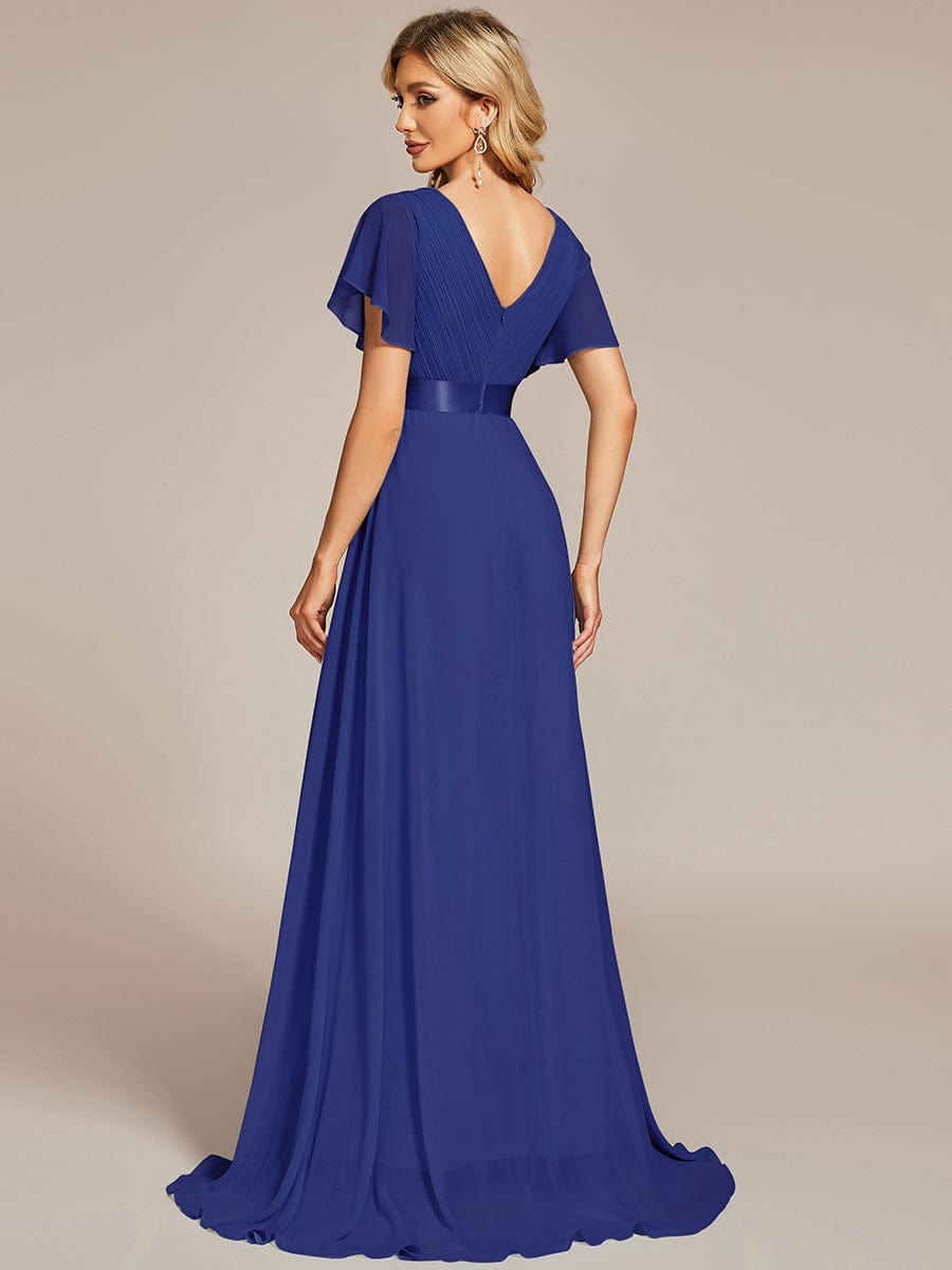 High Waist Short Sleeves Bridesmaid Dress