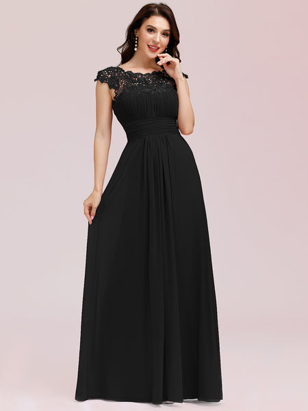 Chiffon Lace Black Bridesmaid Dress