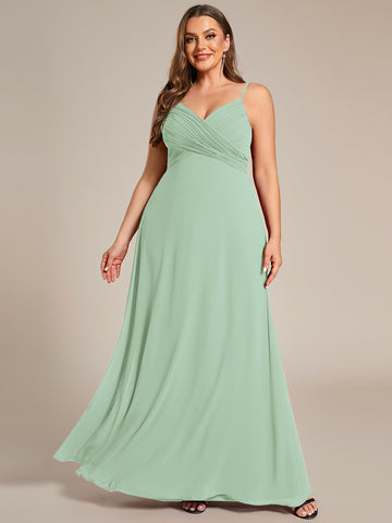 Plus Size Pleated Sweetheart Backless Floor Length Bridesmaid Dress in Sage
