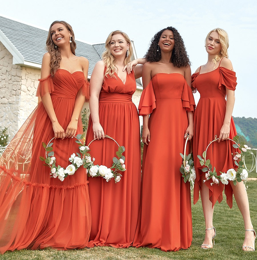 farm-burnt orange bridesmaid dresses