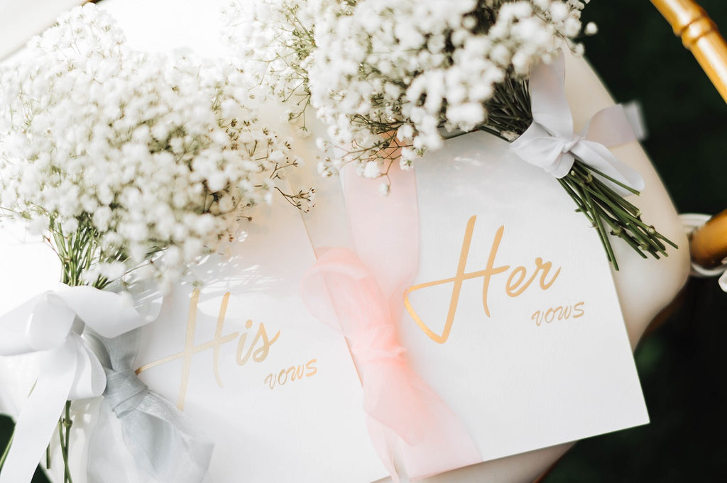 gypsophila flower with vow cards