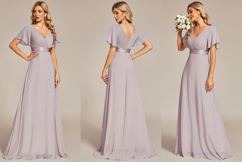 long lilac bridesmaid dress