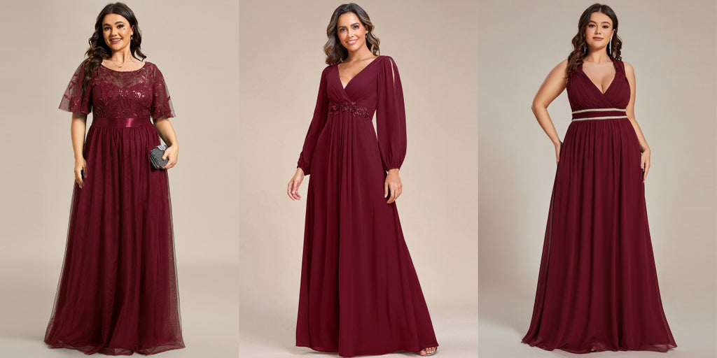 metallics burgundy bridesmaid dresses