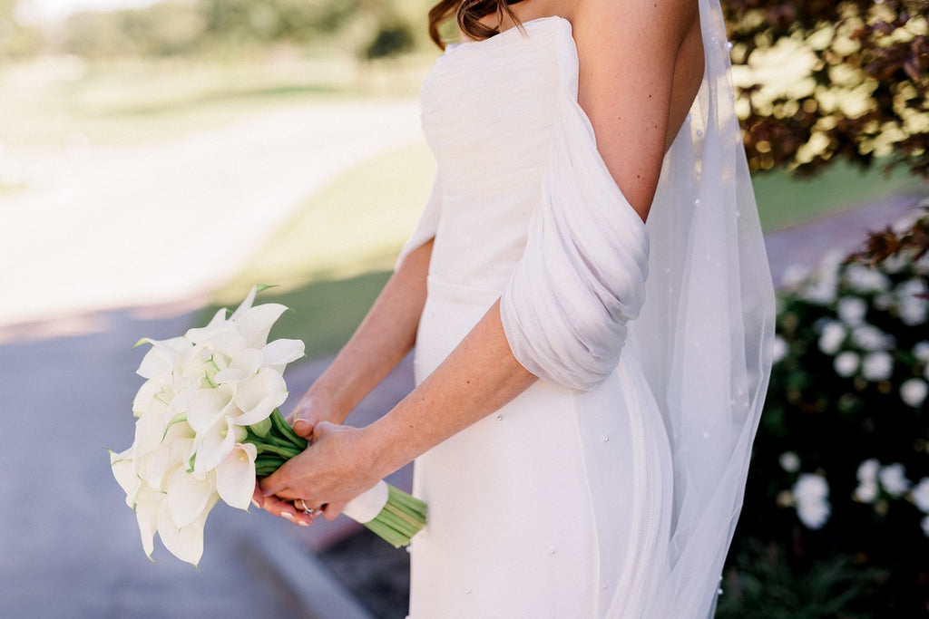 off the shoulder wedding styling