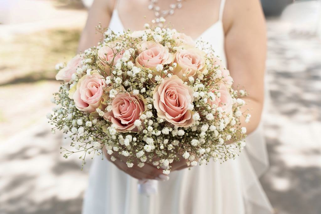 pink roses and gypsophila