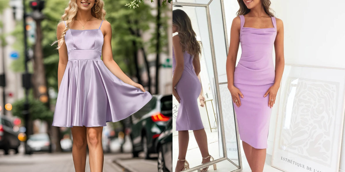 two purple graduation dress styles
