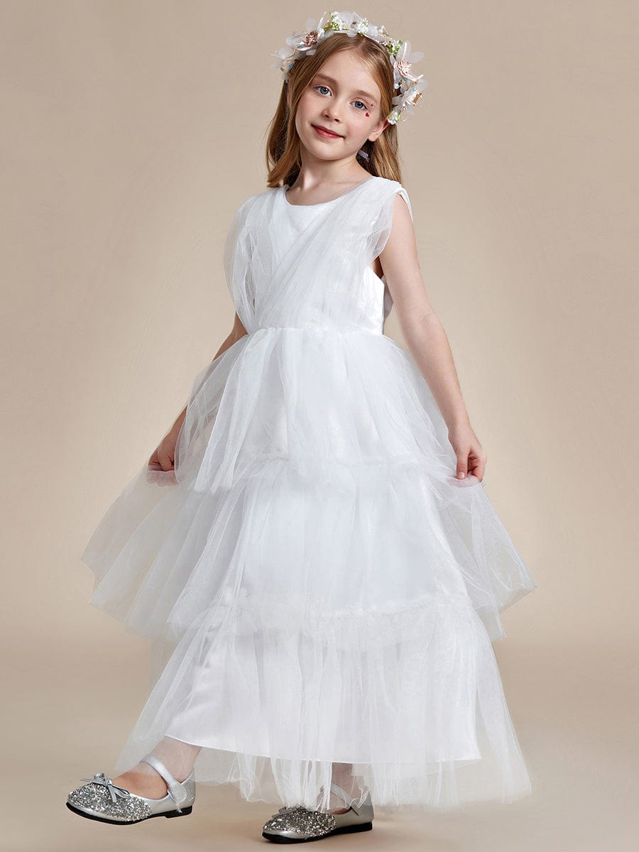 Princess Style Sleeveless Layered Cake Flower Girls Dress