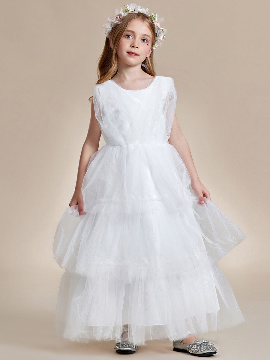 Princess Style Sleeveless Layered Cake Flower Girls Dress