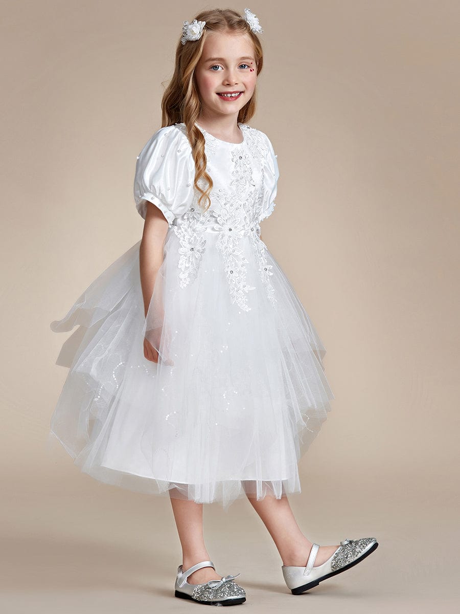 Lovely Lace Bubble Sleeve Princess Dress