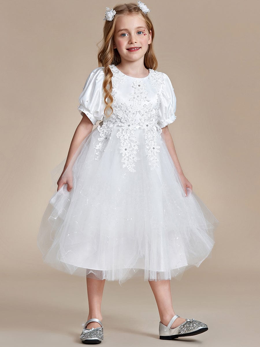 Lovely Lace Bubble Sleeve Princess Dress