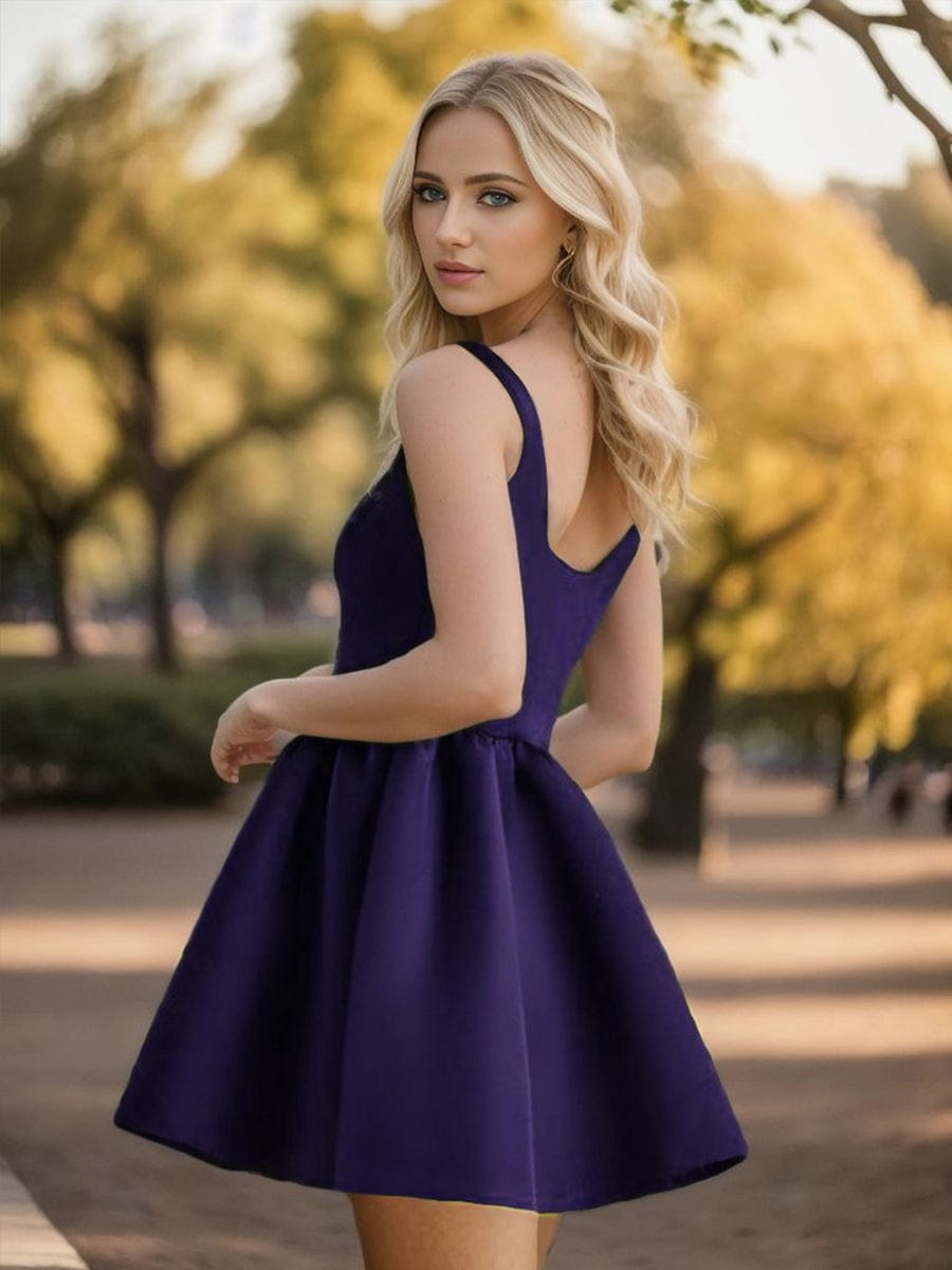 Chic Square Neck Open Back A-line Homecoming Dress