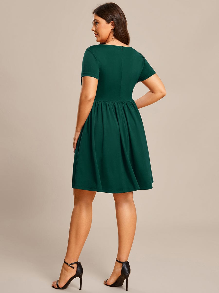 V Neck Short Sleeves A-Line Mini Summer Casual Cocktail Dress