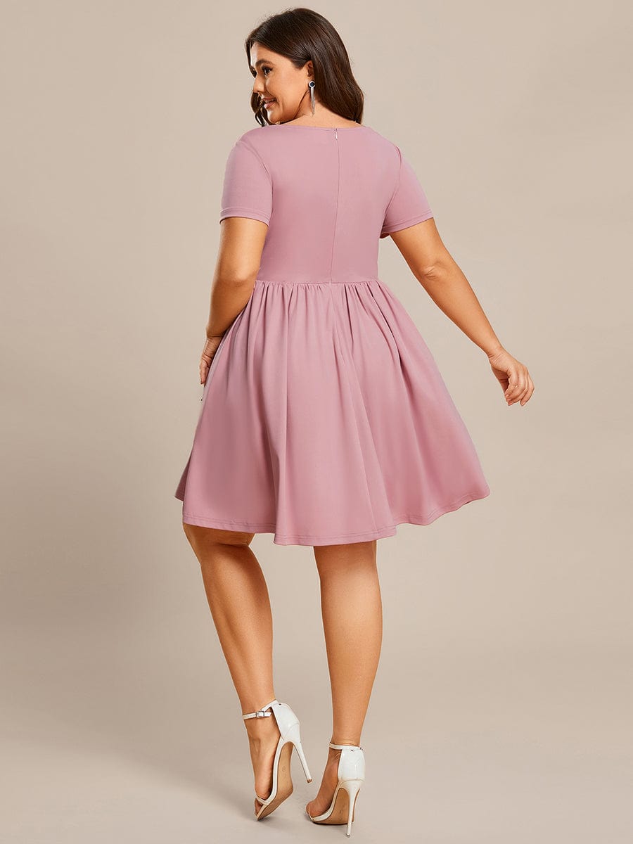 V Neck Short Sleeves A-Line Mini Summer Casual Cocktail Dress