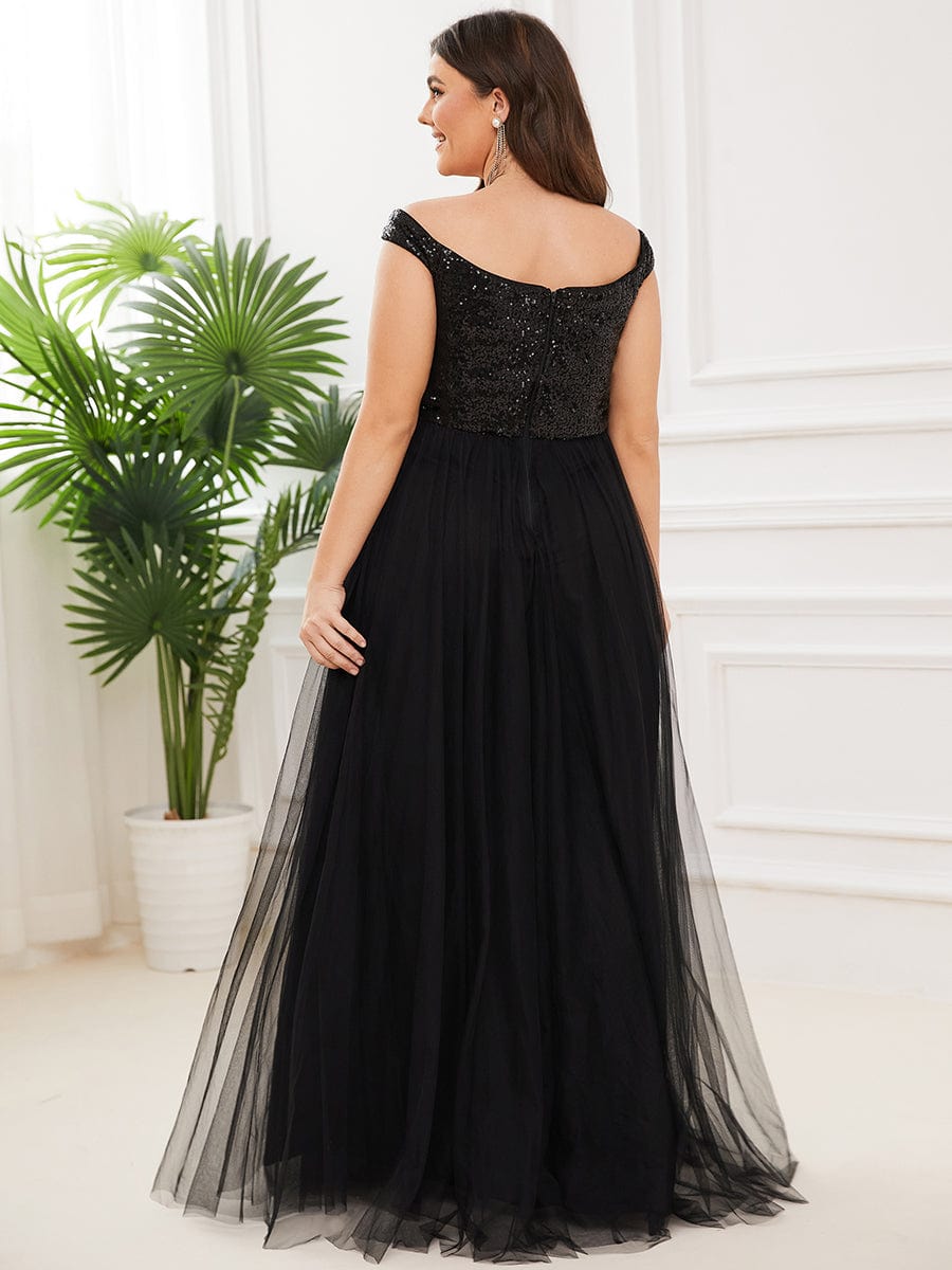 Stunning High Waist Tulle & Sequin Sleeveless Evening Dress