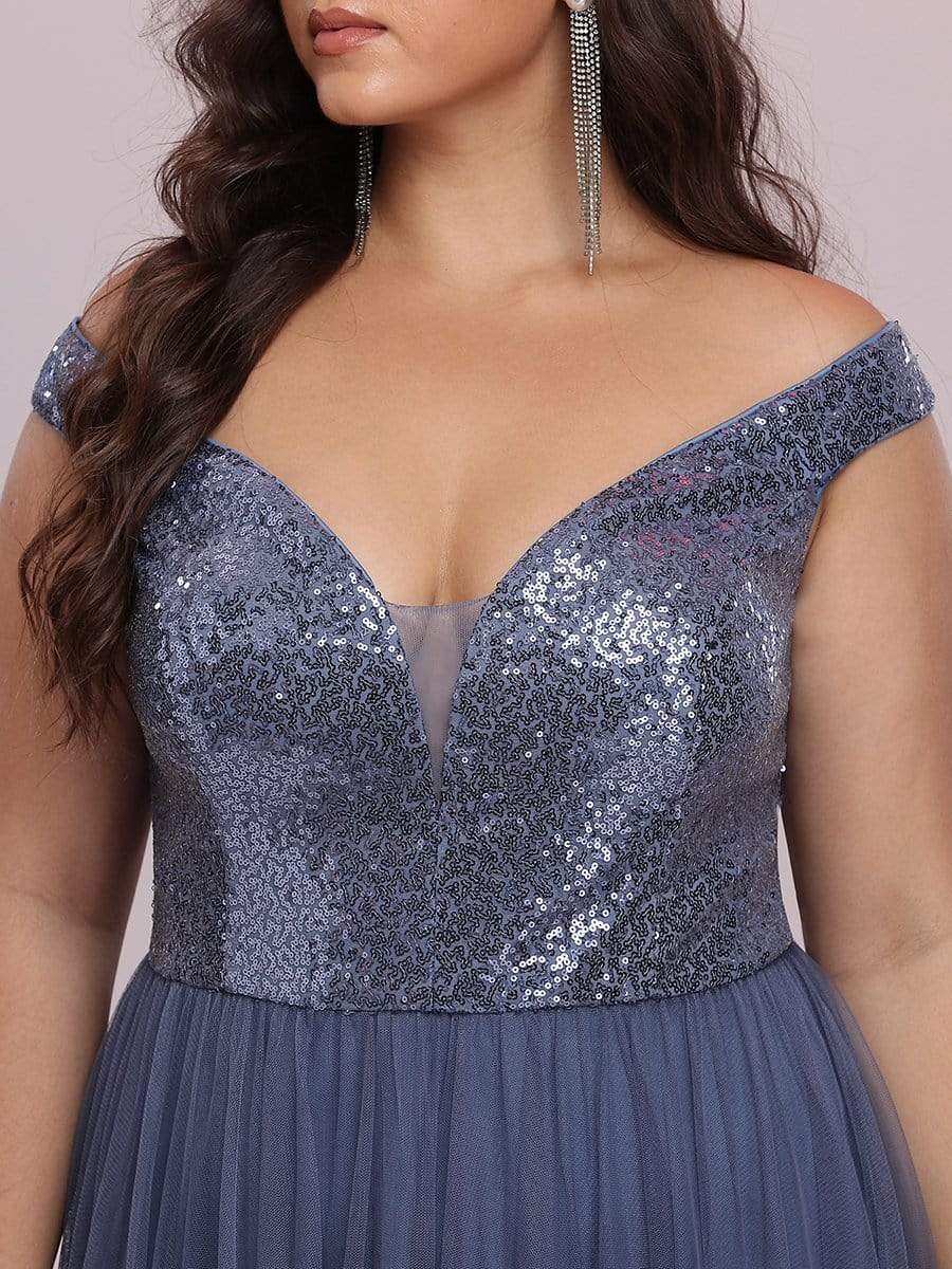 Stunning High Waist Tulle & Sequin Sleeveless Evening Dress