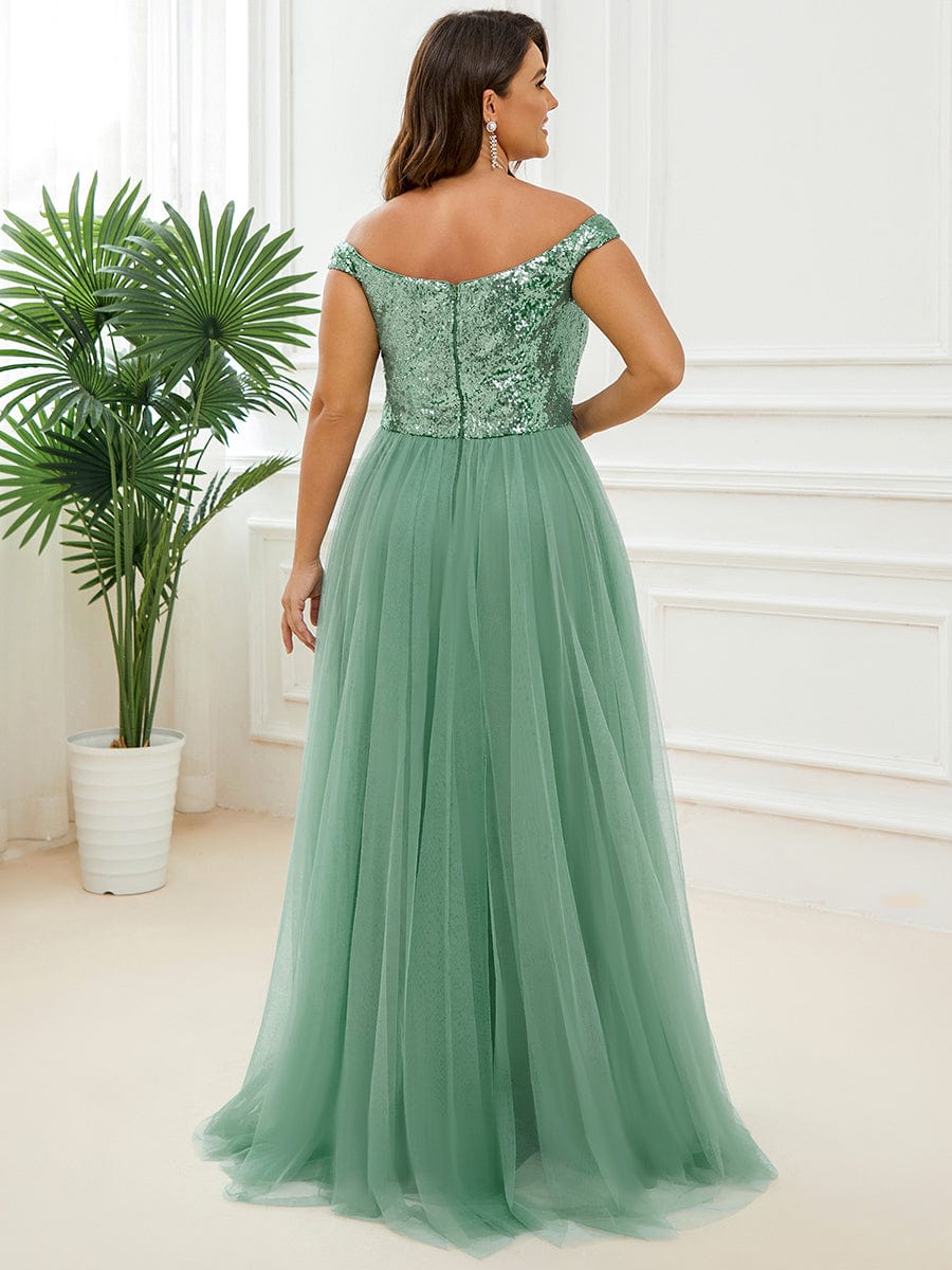 Stunning High Waist Tulle & Sequin Sleeveless Evening Dress