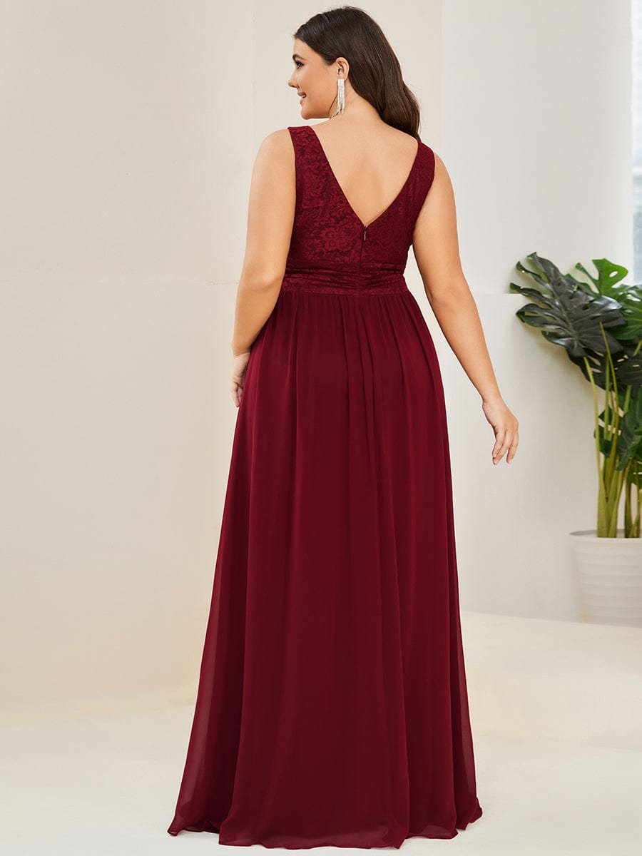 Sleeveless V-Neck Empire Waist Floor-Length Evening Dress