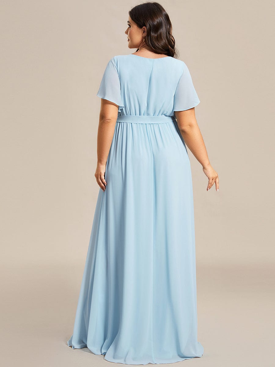 V-Neck Flutter Sleeve Floor-Length A-Line Chiffon Bridesmaid Dress