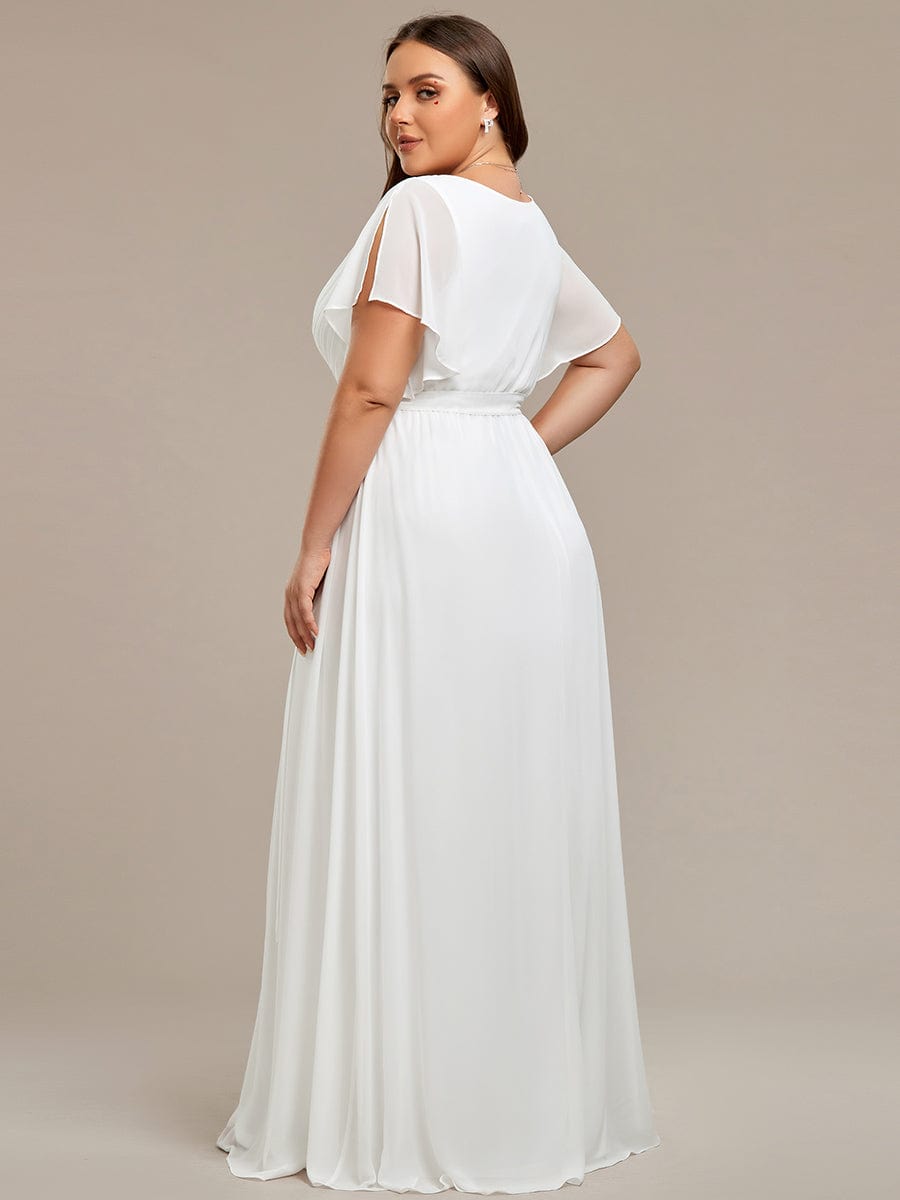 Plus Size V-Neck Floor-Length Chiffon Evening Dress