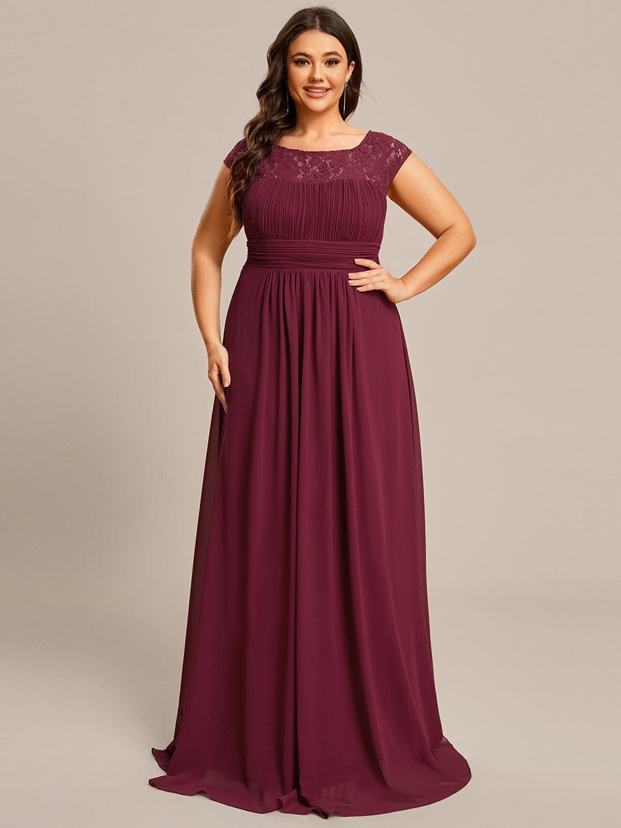 Lace Chiffon Long Bridesmaid Dress with Open Back