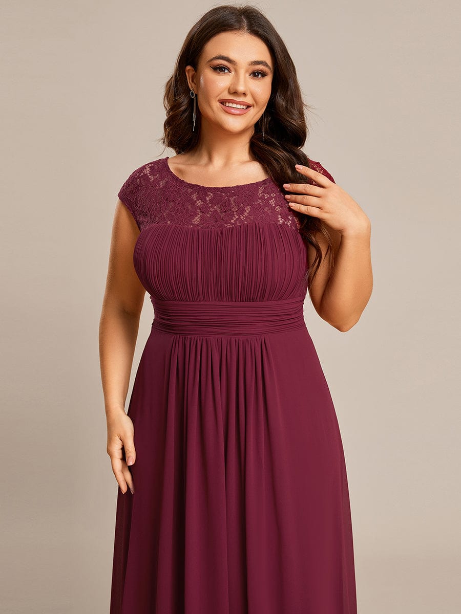 Lace Chiffon Long Bridesmaid Dress with Open Back