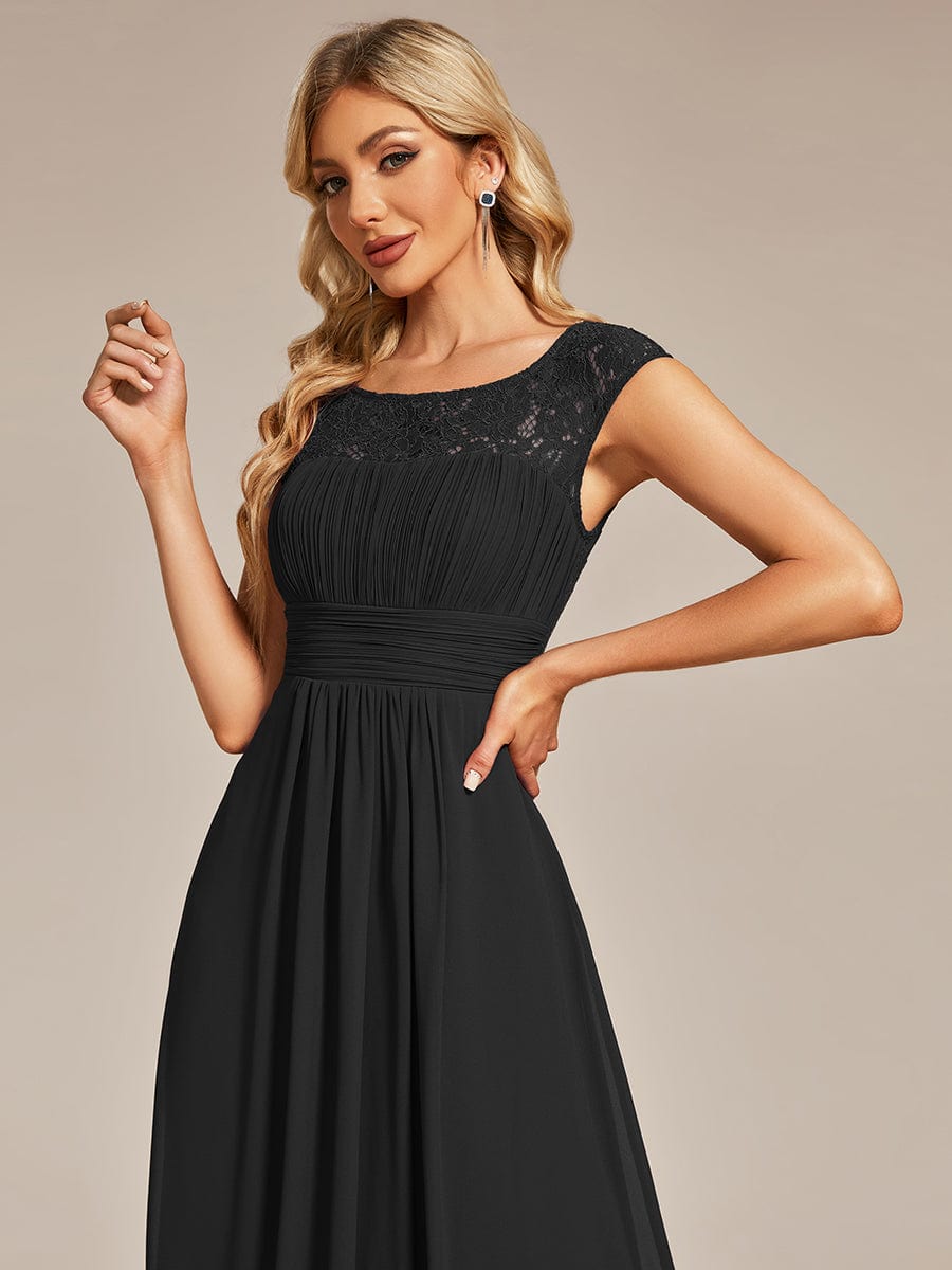 Lace Chiffon Long Bridesmaid Dress with Open Back