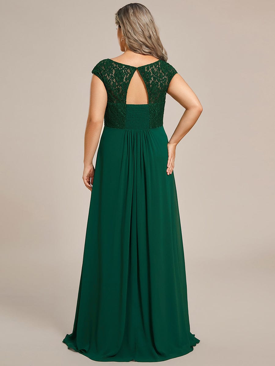 Lace Chiffon Long Bridesmaid Dress with Open Back