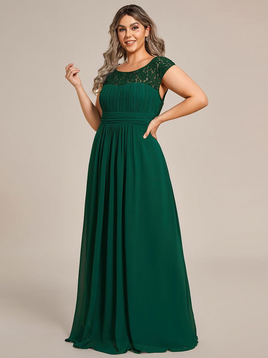 Plus Size Elegant Lace Chiffon Maxi Bridesmaid Dress