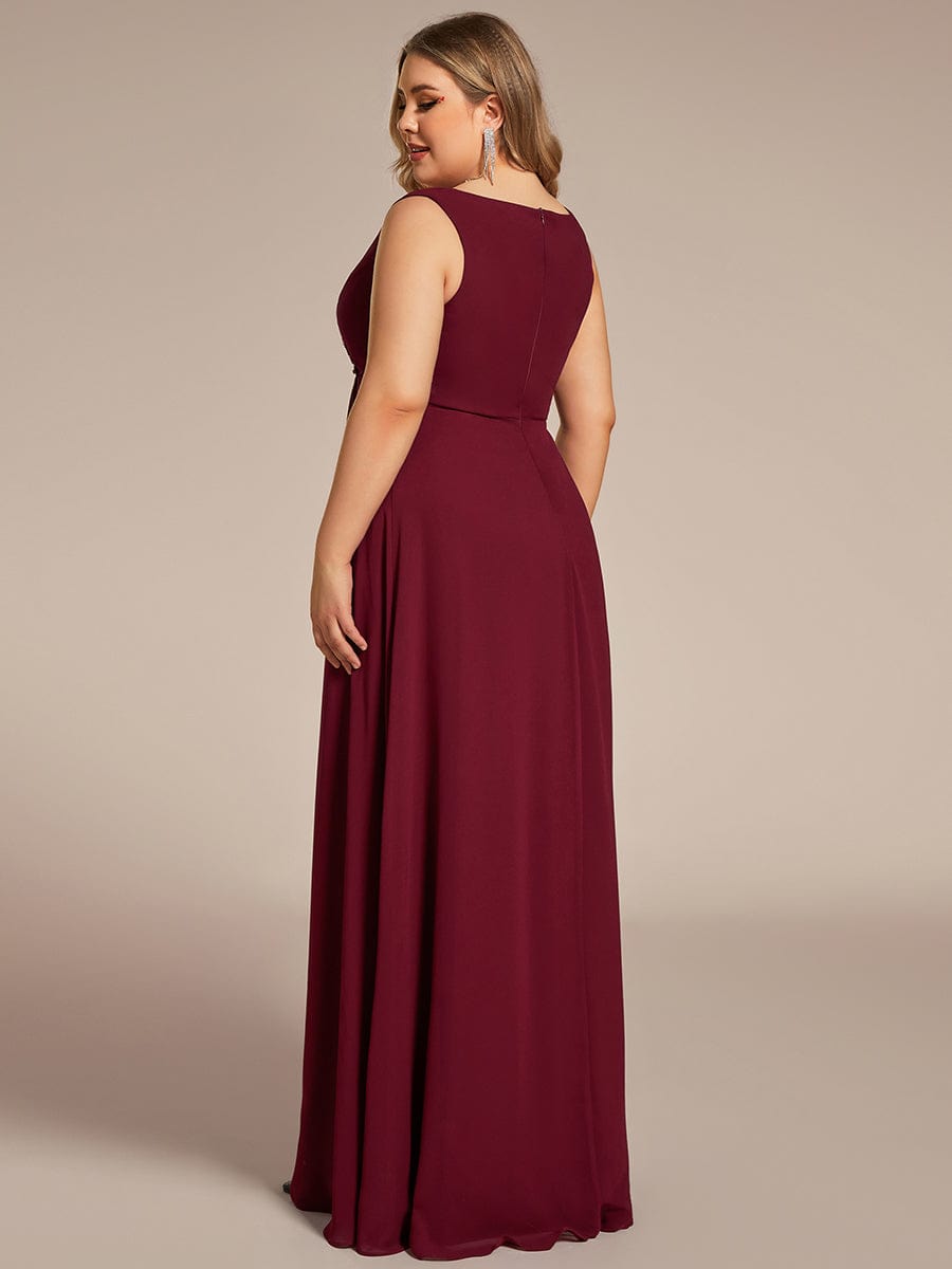 V-Neck Sleeveless A-Line Evening Dress with Appliques