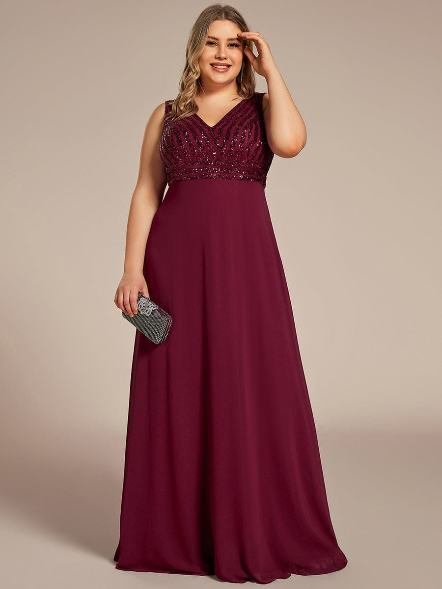 Sparkling Sequin V-Neck A-Line Evening Dress