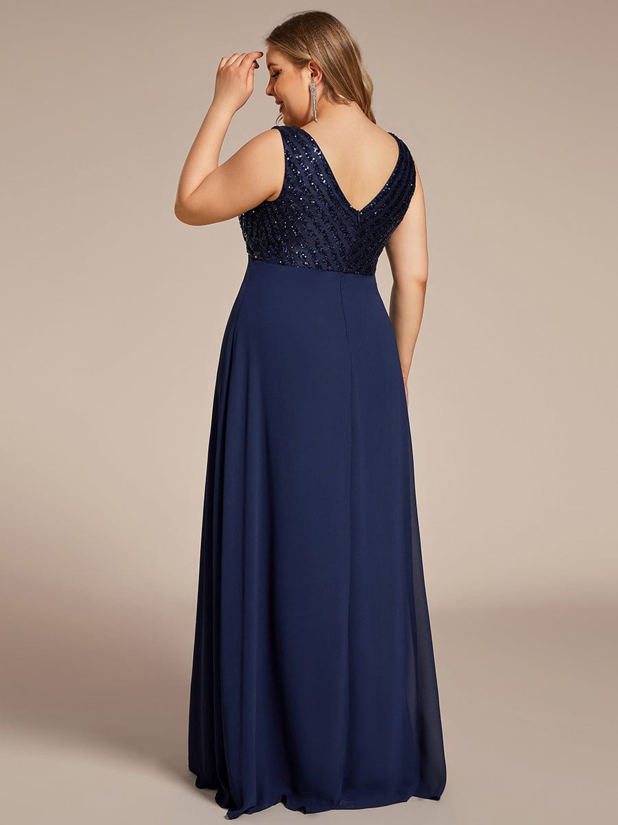 Sparkling Sequin V-Neck A-Line Evening Dress