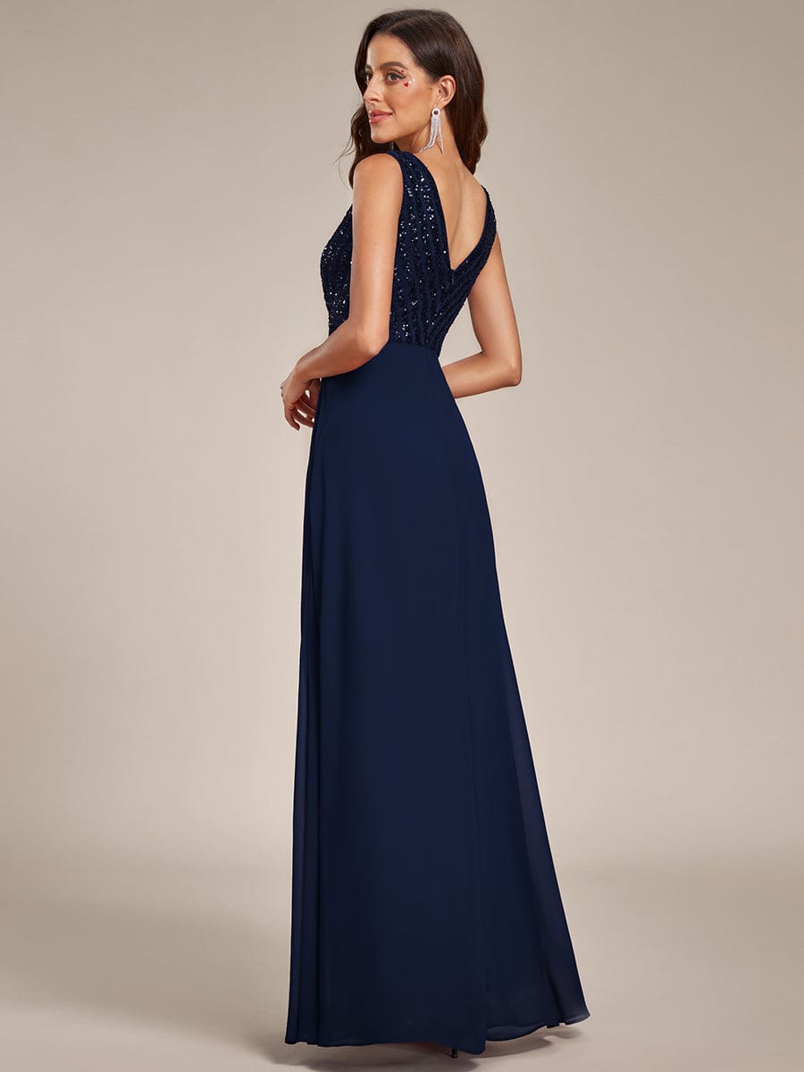 Sparkling Sequin V-Neck A-Line Evening Dress