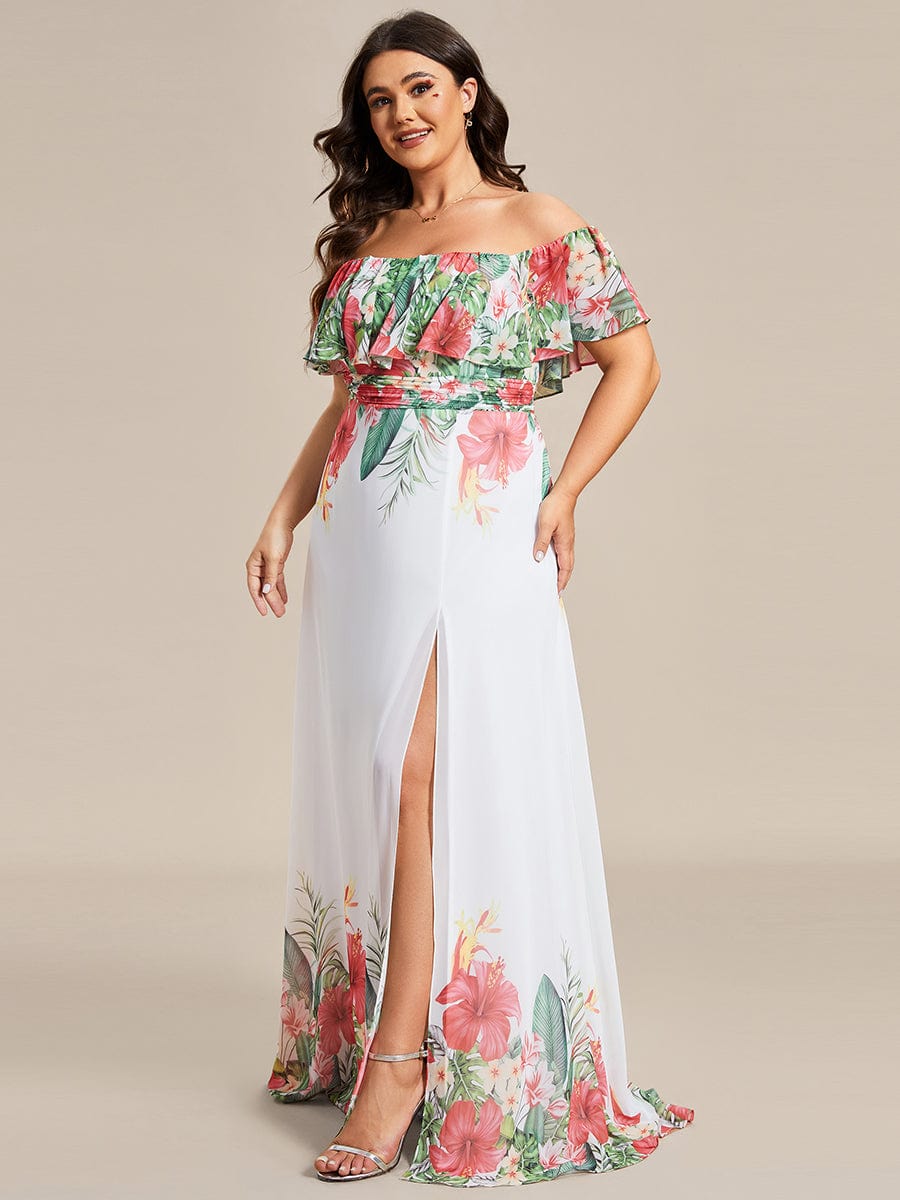 Stunning Plus Size Off the Shoulder Chiffon Evening Dress