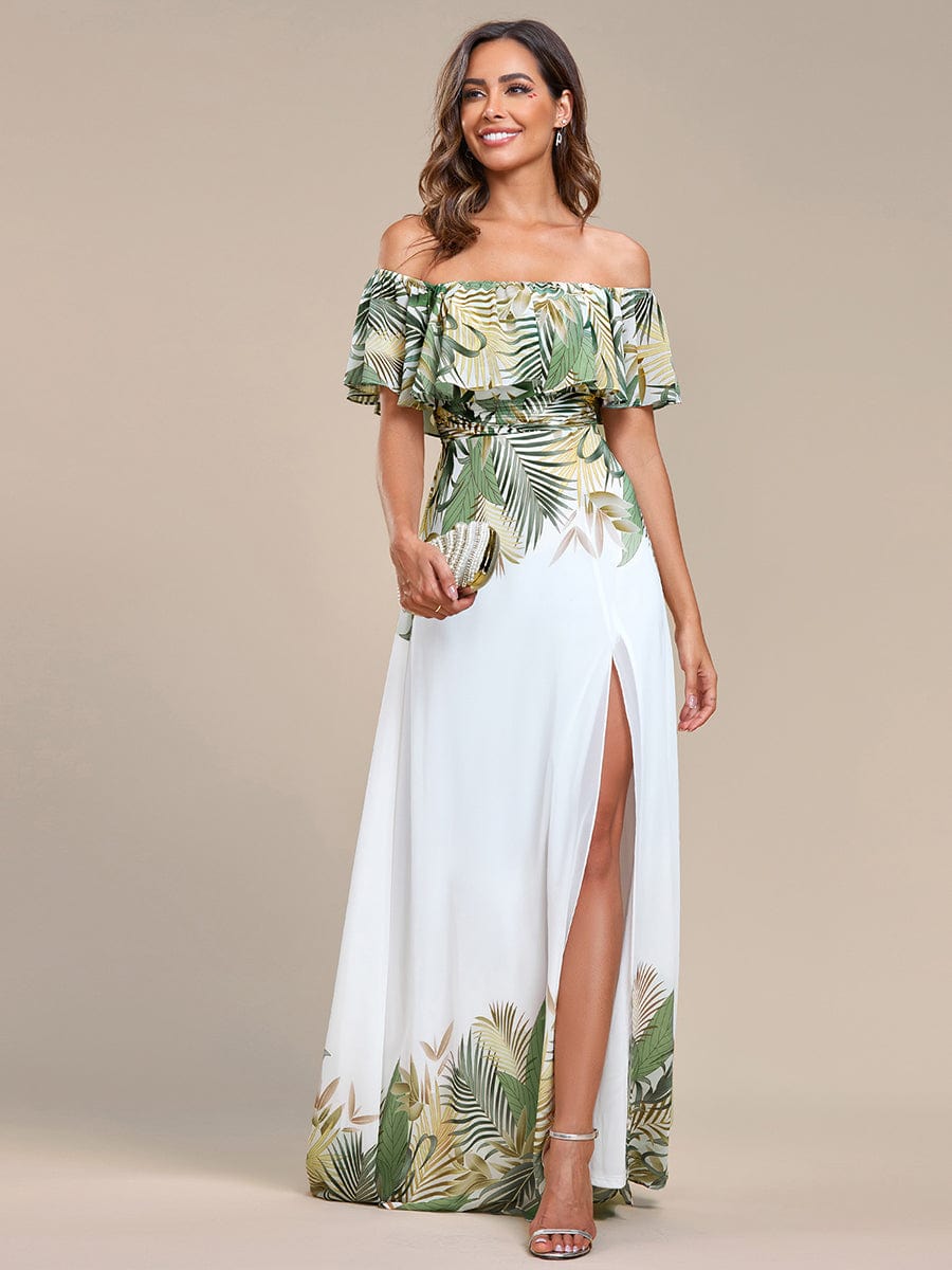 Bohemian Off the Shoulder Chiffon A-Line Summer Evening Dress