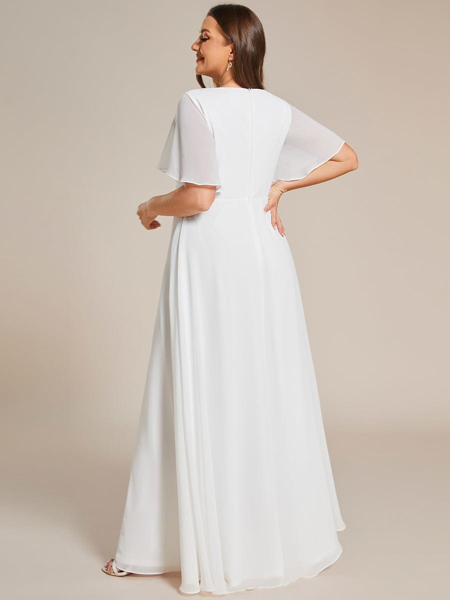 Elegant Chiffon Applique Evening Dress with Flutter Sleeves