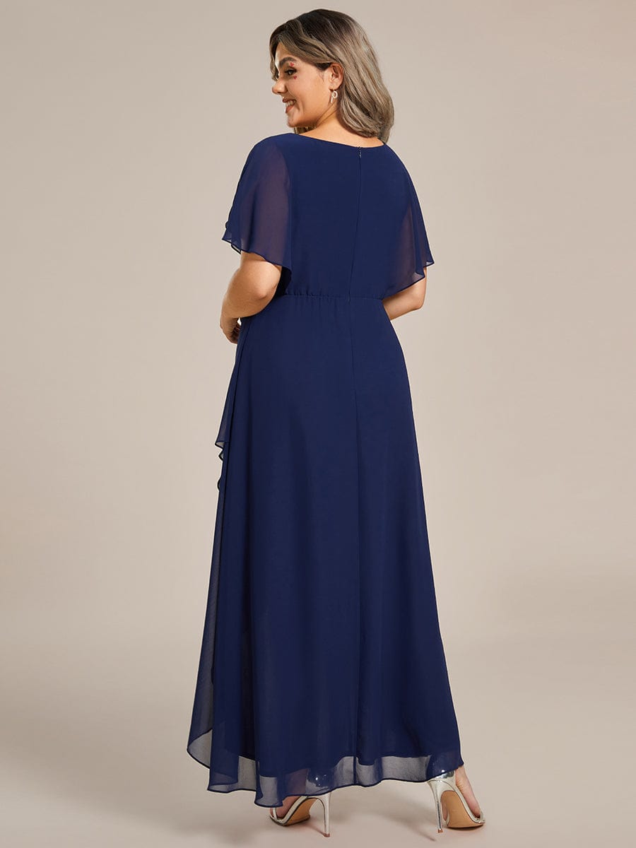 Waist Applique A-Line Chiffon V-Neck Evening Dress