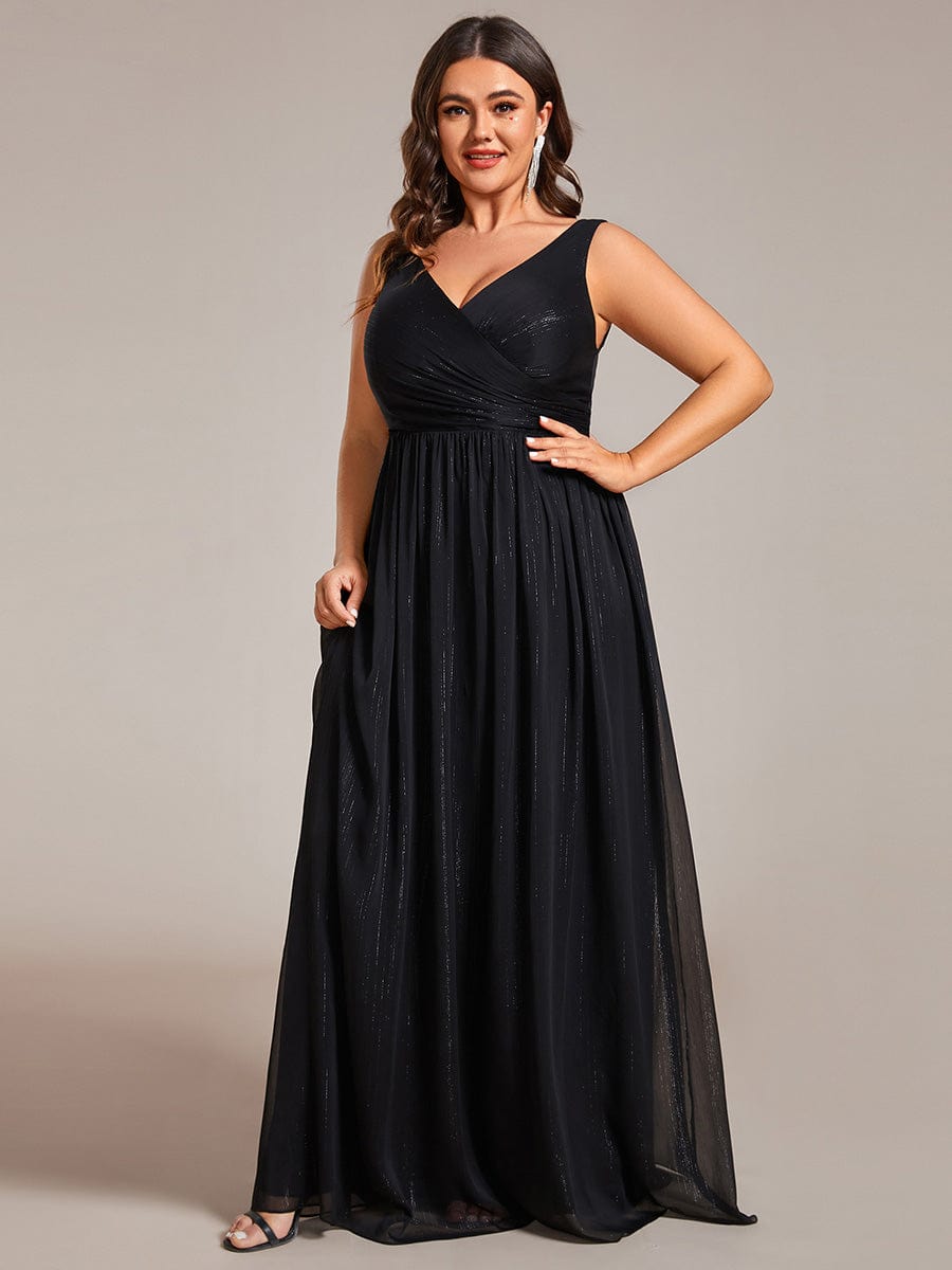 V-Neck Sleeveless Evening Dresses with Delicate Glitter