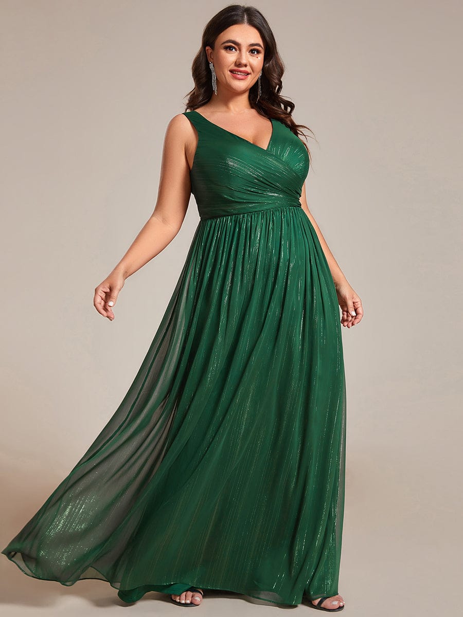 V-Neck Sleeveless Evening Dresses with Delicate Glitter