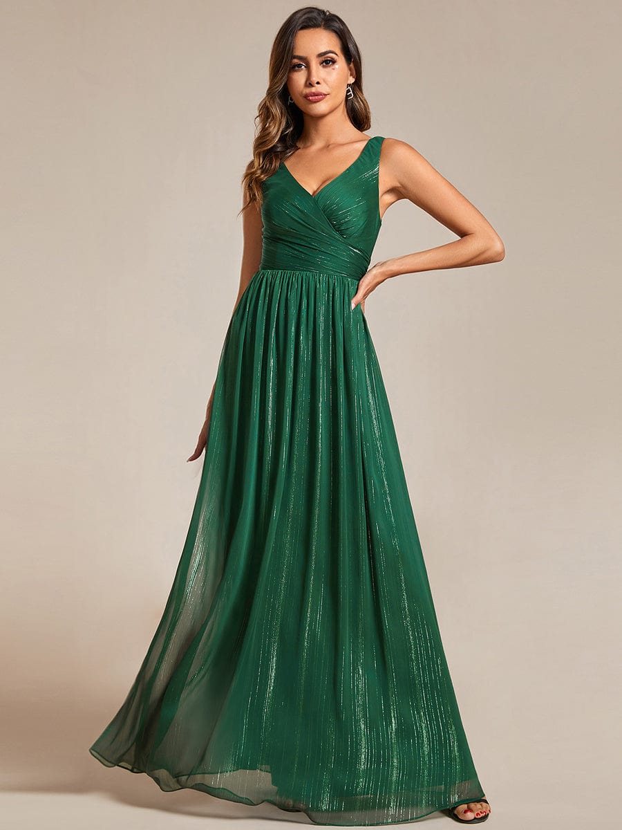 V-Neck Sleeveless Evening Dresses with Delicate Glitter