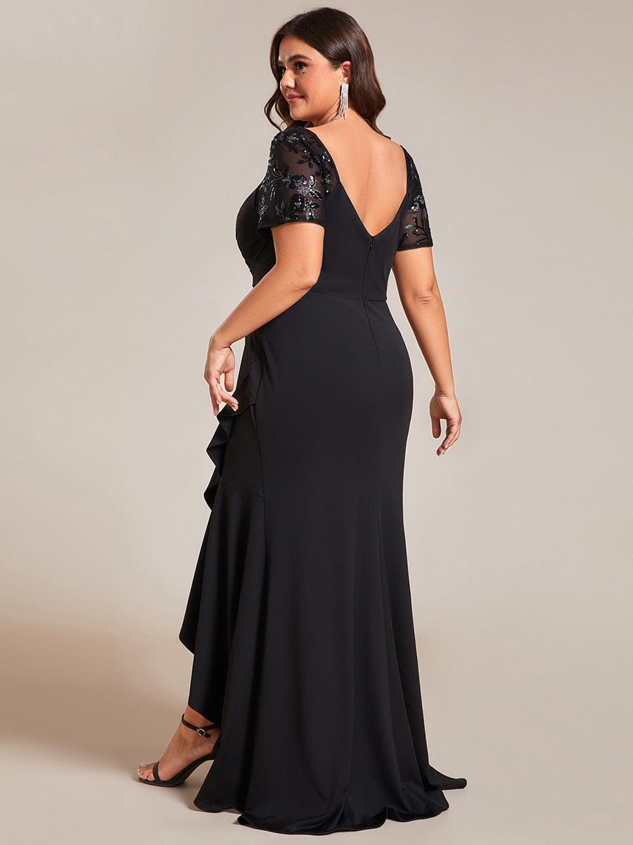 Plus Size High-Low V-Neck Bodycon Fishtail Evening Dresses