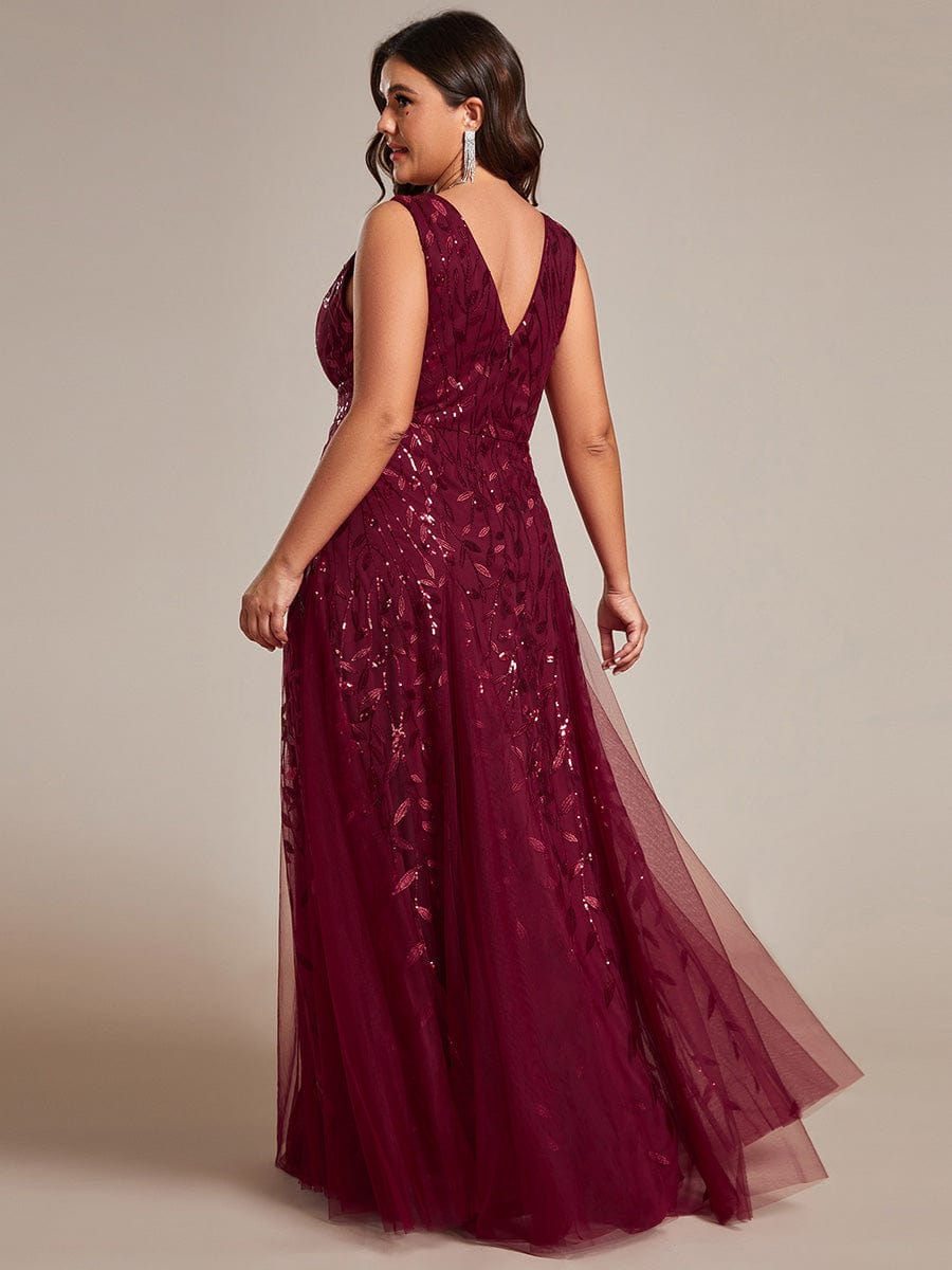 Sleeveless V-Neck Sequined A-Line Evening Dresses