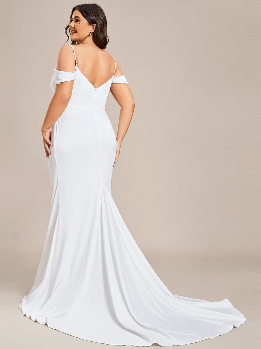 Simple Off Shoulder Wedding Dress with Strap Fish Tail Hemline