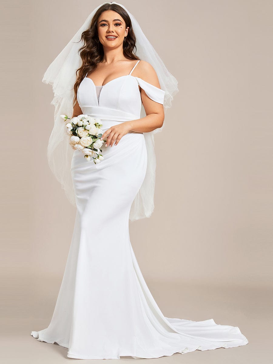 Simple Off Shoulder Wedding Dress with Strap Fish Tail Hemline