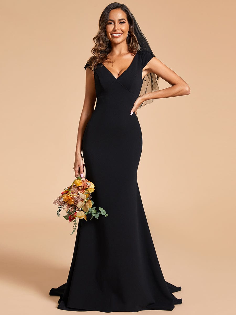 Cap Sleeve V-Neckline Lace Backless Wedding Dress